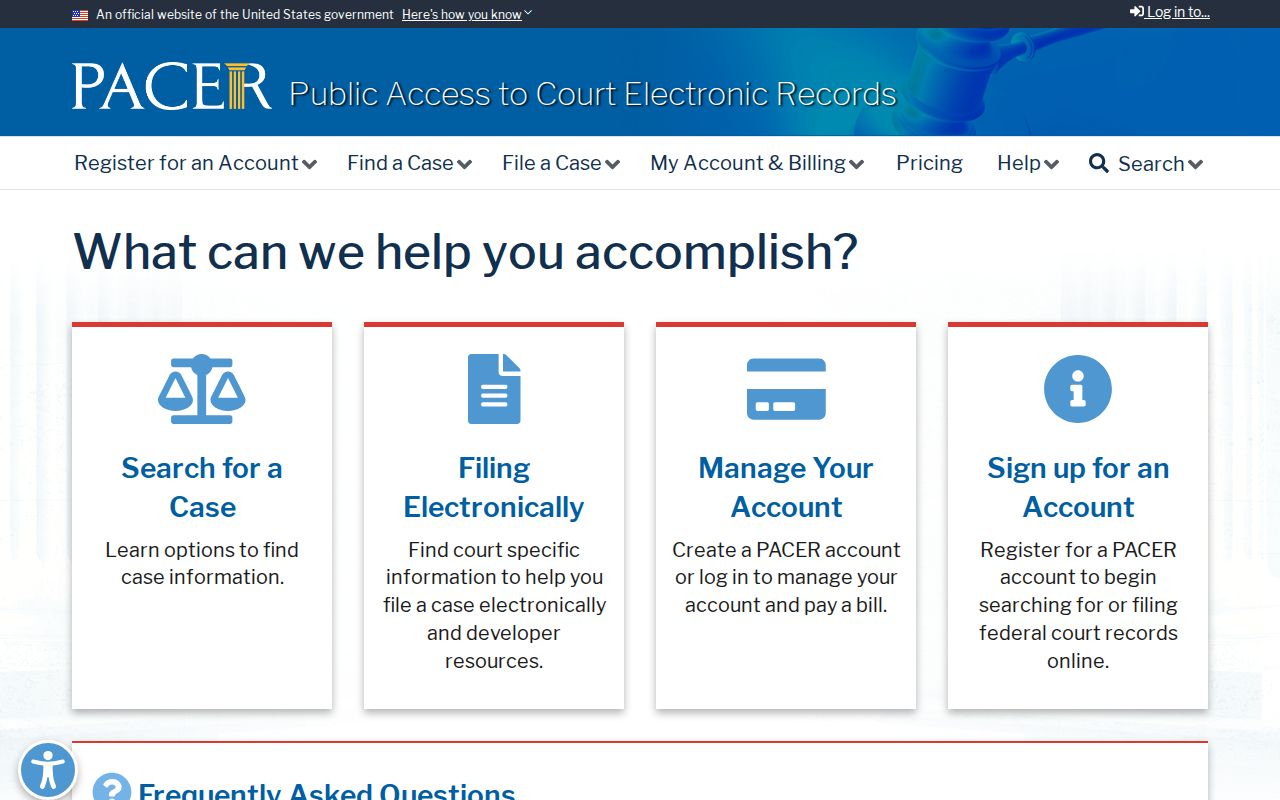 Camp County arrest warrant routing, federal PACER case search interface